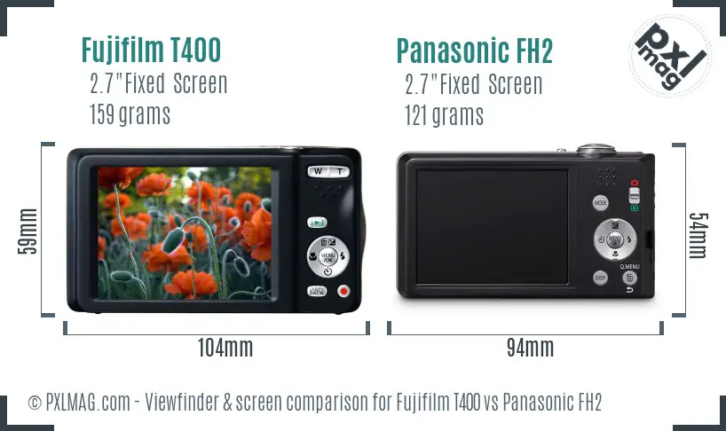 Fujifilm T400 vs Panasonic FH2 Screen and Viewfinder comparison