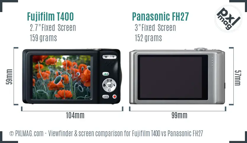 Fujifilm T400 vs Panasonic FH27 Screen and Viewfinder comparison
