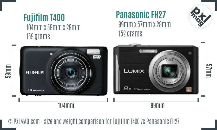 Fujifilm T400 vs Panasonic FH27 size comparison