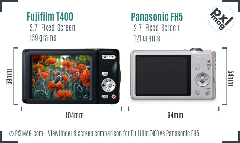 Fujifilm T400 vs Panasonic FH5 Screen and Viewfinder comparison