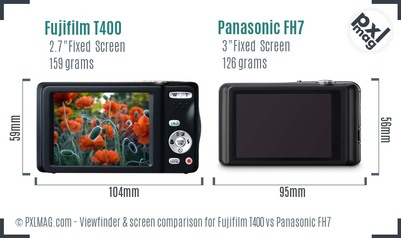 Fujifilm T400 vs Panasonic FH7 Screen and Viewfinder comparison