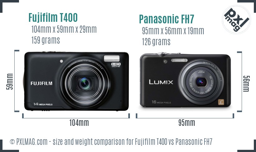 Fujifilm T400 vs Panasonic FH7 size comparison