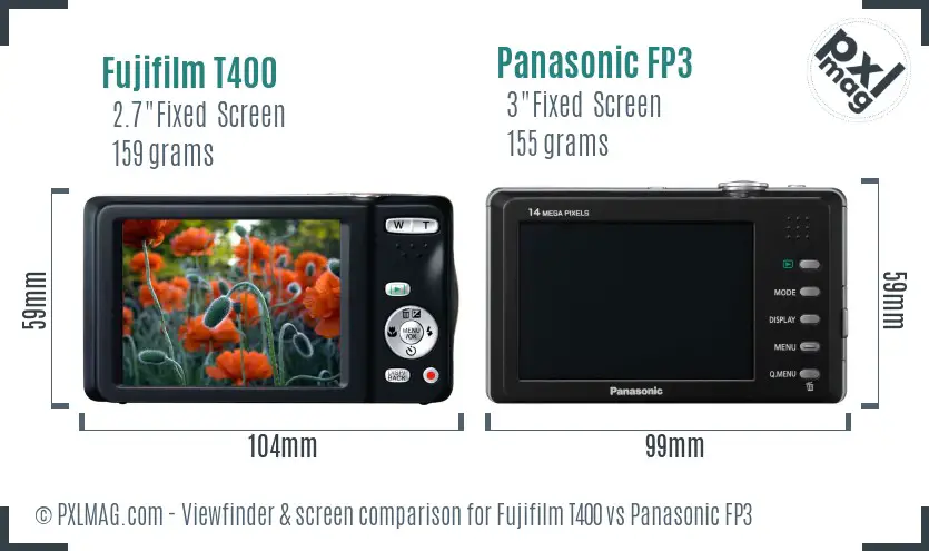 Fujifilm T400 vs Panasonic FP3 Screen and Viewfinder comparison