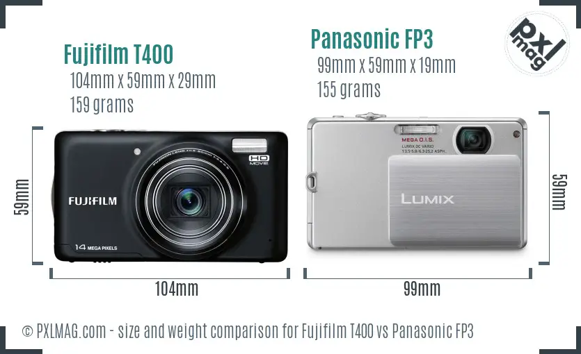 Fujifilm T400 vs Panasonic FP3 size comparison
