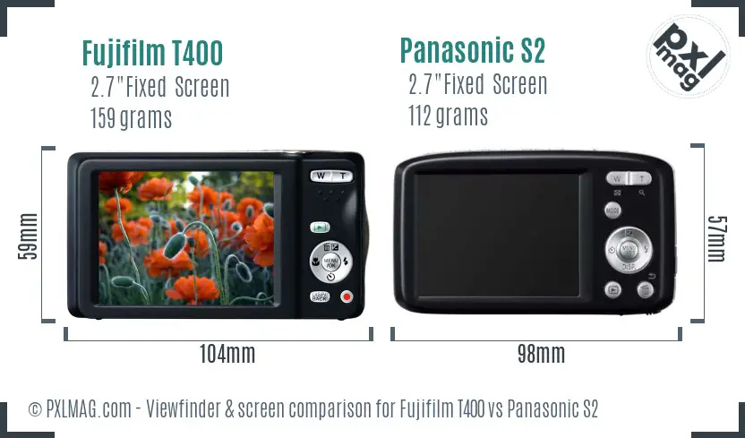 Fujifilm T400 vs Panasonic S2 Screen and Viewfinder comparison