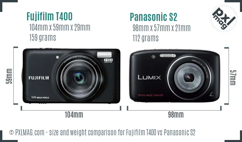 Fujifilm T400 vs Panasonic S2 size comparison