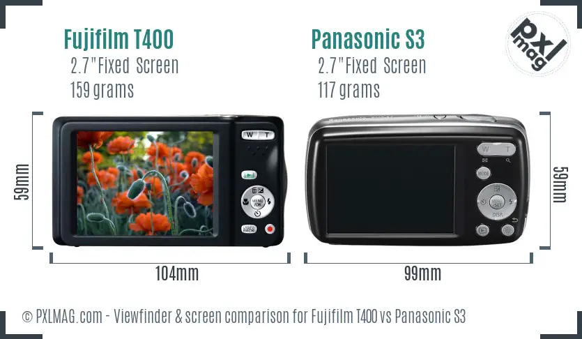 Fujifilm T400 vs Panasonic S3 Screen and Viewfinder comparison Fujifilm T400 vs Panasonic S3 Screen and Viewfinder comparison