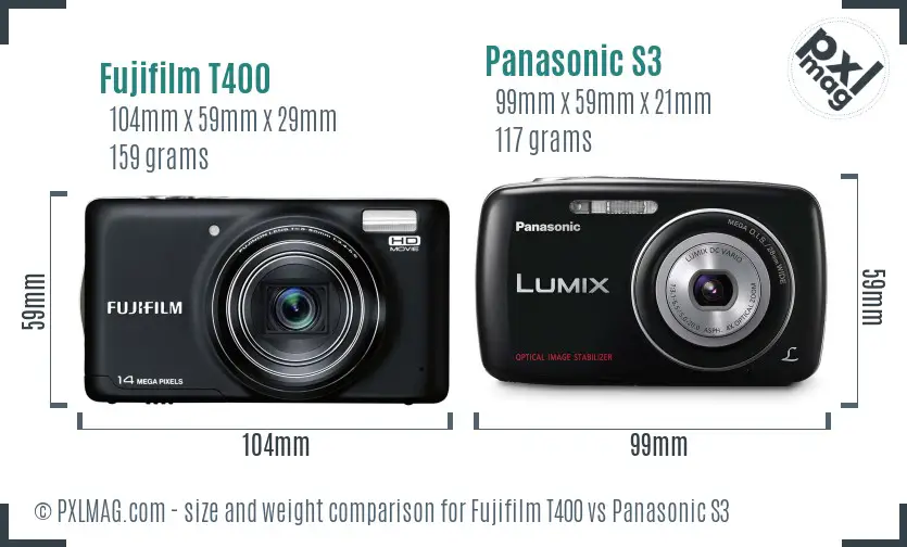 Fujifilm T400 vs Panasonic S3 size comparison Fujifilm T400 vs Panasonic S3 size comparison
