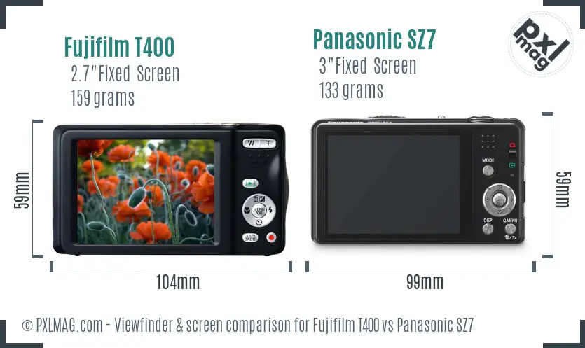 Fujifilm T400 vs Panasonic SZ7 Screen and Viewfinder comparison Fujifilm T400 vs Panasonic SZ7 Screen and Viewfinder comparison