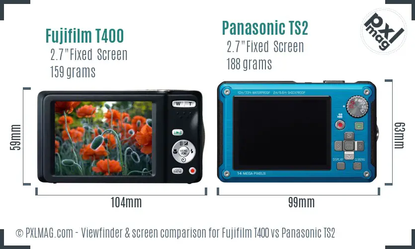 Fujifilm T400 vs Panasonic TS2 Screen and Viewfinder comparison Fujifilm T400 vs Panasonic TS2 Screen and Viewfinder comparison