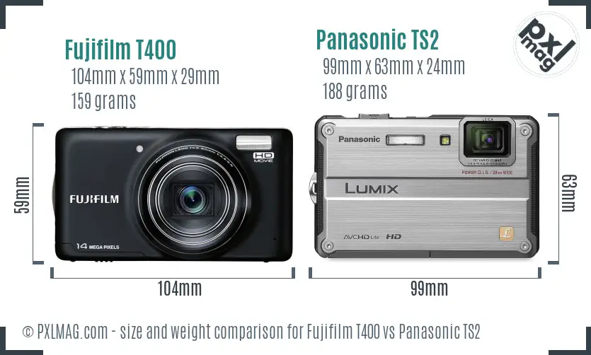 Fujifilm T400 vs Panasonic TS2 size comparison Fujifilm T400 vs Panasonic TS2 size comparison