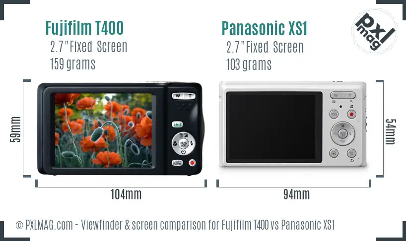 Fujifilm T400 vs Panasonic XS1 Screen and Viewfinder comparison Fujifilm T400 vs Panasonic XS1 Screen and Viewfinder comparison