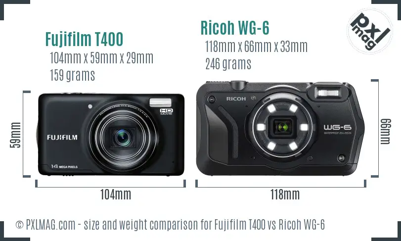 Fujifilm T400 vs Ricoh WG-6 size comparison Fujifilm T400 vs Ricoh WG-6 size comparison