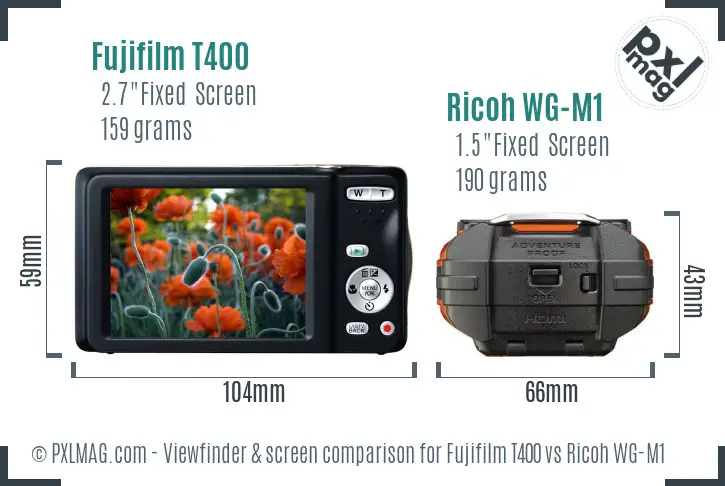 Fujifilm T400 vs Ricoh WG-M1 Screen and Viewfinder comparison
