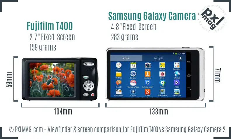 Fujifilm T400 vs Samsung Galaxy Camera 2 Screen and Viewfinder comparison Fujifilm T400 vs Samsung Galaxy Camera 2 Screen and Viewfinder comparison