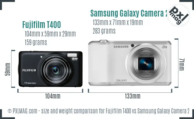 Fujifilm T400 vs Samsung Galaxy Camera 2 size comparison Fujifilm T400 vs Samsung Galaxy Camera 2 size comparison
