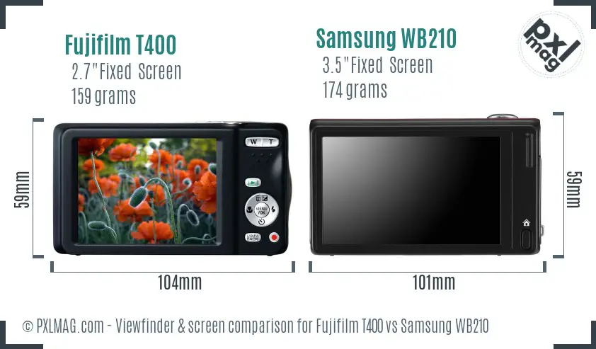 Fujifilm T400 vs Samsung WB210 Screen and Viewfinder comparison