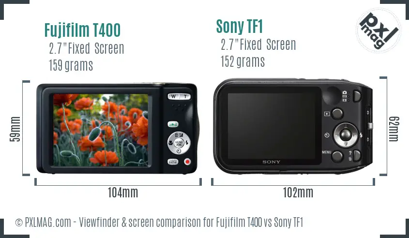Fujifilm T400 vs Sony TF1 Screen and Viewfinder comparison