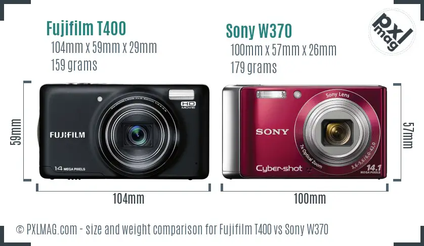 Fujifilm T400 vs Sony W370 size comparison Fujifilm T400 vs Sony W370 size comparison