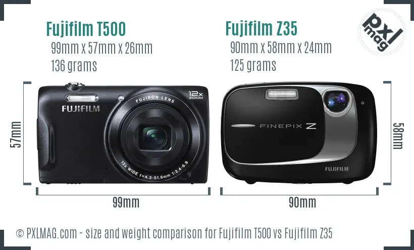 Fujifilm T500 vs Fujifilm Z35 size comparison