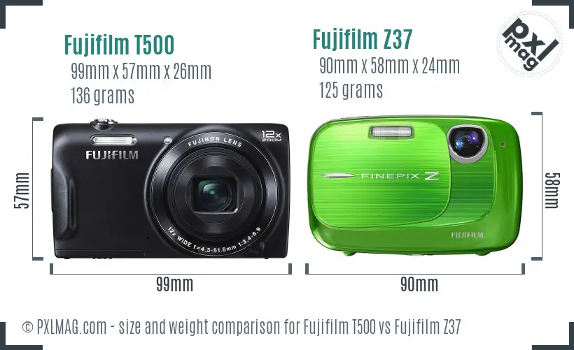 Fujifilm T500 vs Fujifilm Z37 size comparison