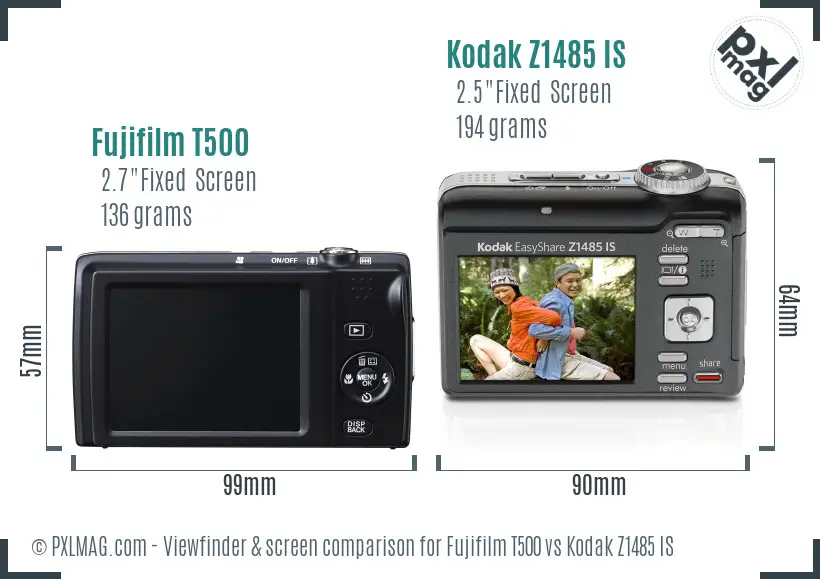 Fujifilm T500 vs Kodak Z1485 IS Screen and Viewfinder comparison Fujifilm T500 vs Kodak Z1485 IS Screen and Viewfinder comparison