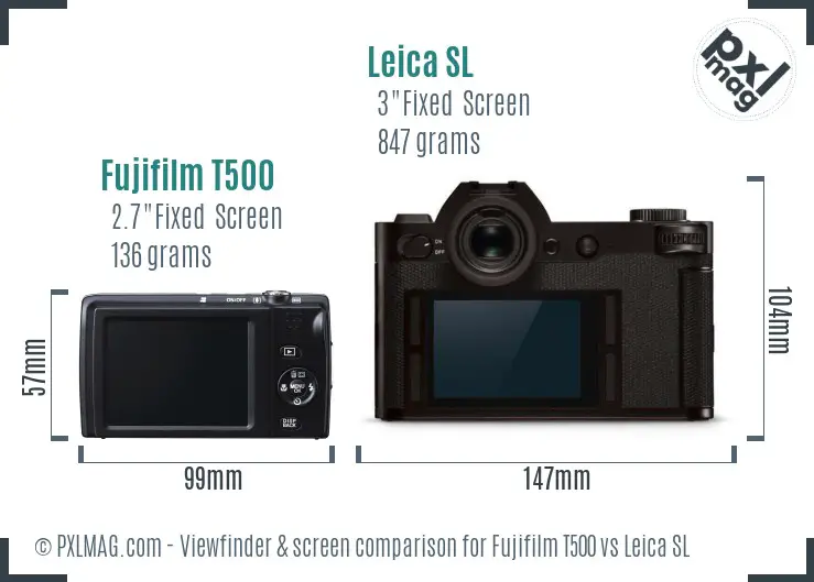 Fujifilm T500 vs Leica SL Screen and Viewfinder comparison