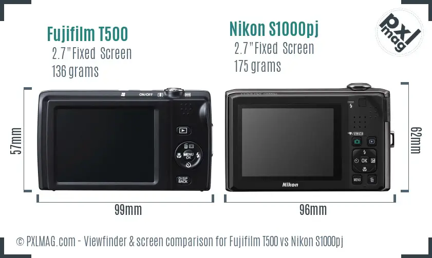 Fujifilm T500 vs Nikon S1000pj Screen and Viewfinder comparison Fujifilm T500 vs Nikon S1000pj Screen and Viewfinder comparison