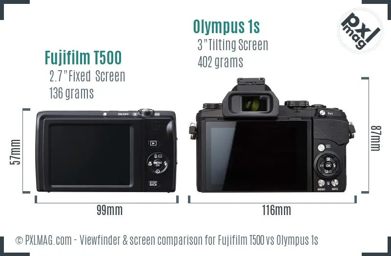 Fujifilm T500 vs Olympus 1s Screen and Viewfinder comparison Fujifilm T500 vs Olympus 1s Screen and Viewfinder comparison