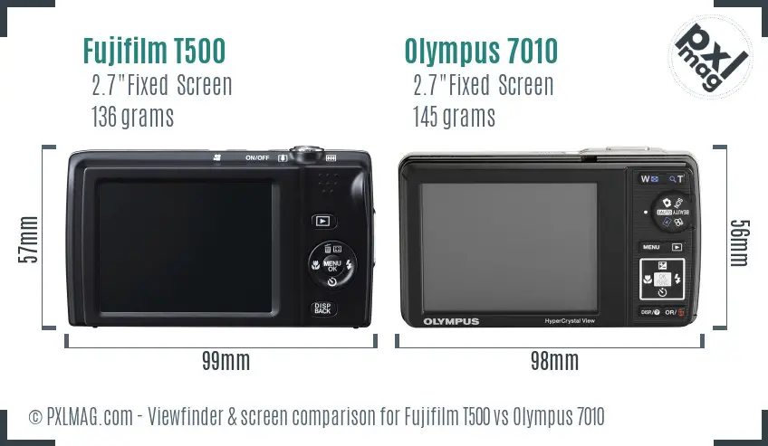 Fujifilm T500 vs Olympus 7010 Screen and Viewfinder comparison