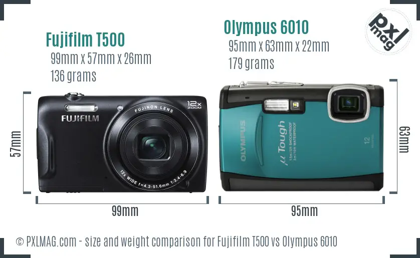 Fujifilm T500 vs Olympus 6010 size comparison