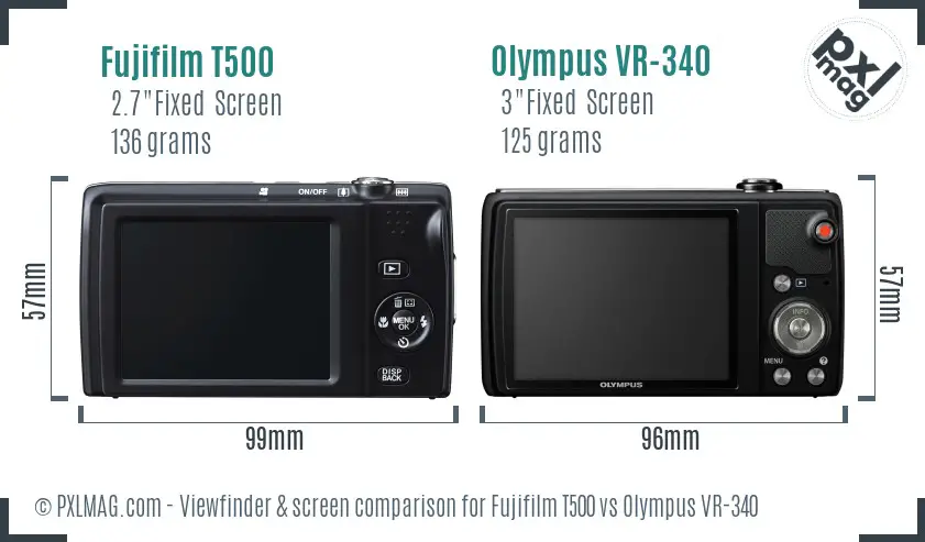 Fujifilm T500 vs Olympus VR-340 Screen and Viewfinder comparison Fujifilm T500 vs Olympus VR-340 Screen and Viewfinder comparison