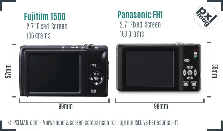 Fujifilm T500 vs Panasonic FH1 Screen and Viewfinder comparison
