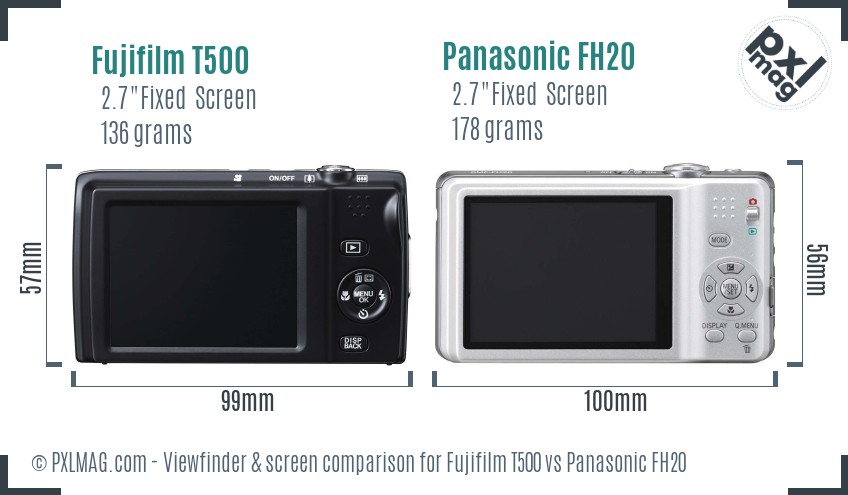 Fujifilm T500 vs Panasonic FH20 Screen and Viewfinder comparison