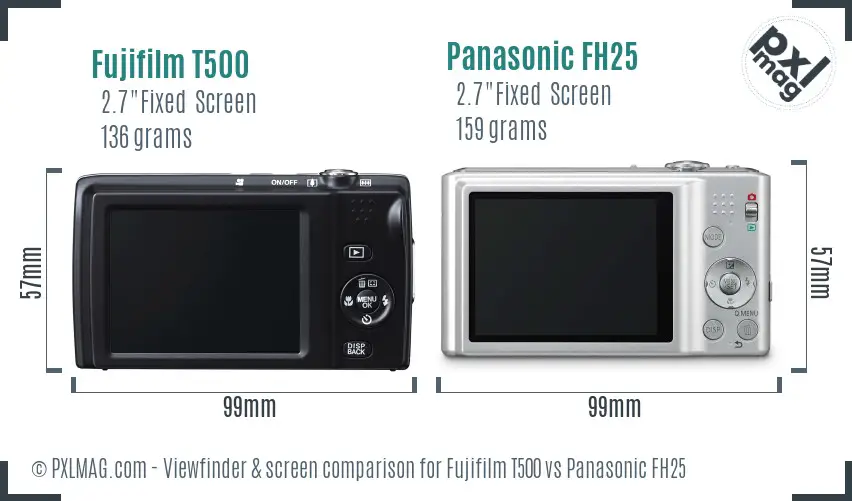 Fujifilm T500 vs Panasonic FH25 Screen and Viewfinder comparison Fujifilm T500 vs Panasonic FH25 Screen and Viewfinder comparison