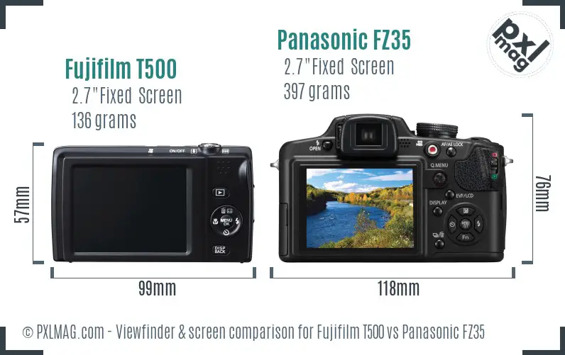 Fujifilm T500 vs Panasonic FZ35 Screen and Viewfinder comparison Fujifilm T500 vs Panasonic FZ35 Screen and Viewfinder comparison