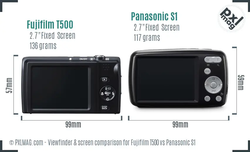 Fujifilm T500 vs Panasonic S1 Screen and Viewfinder comparison