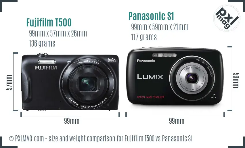 Fujifilm T500 vs Panasonic S1 size comparison