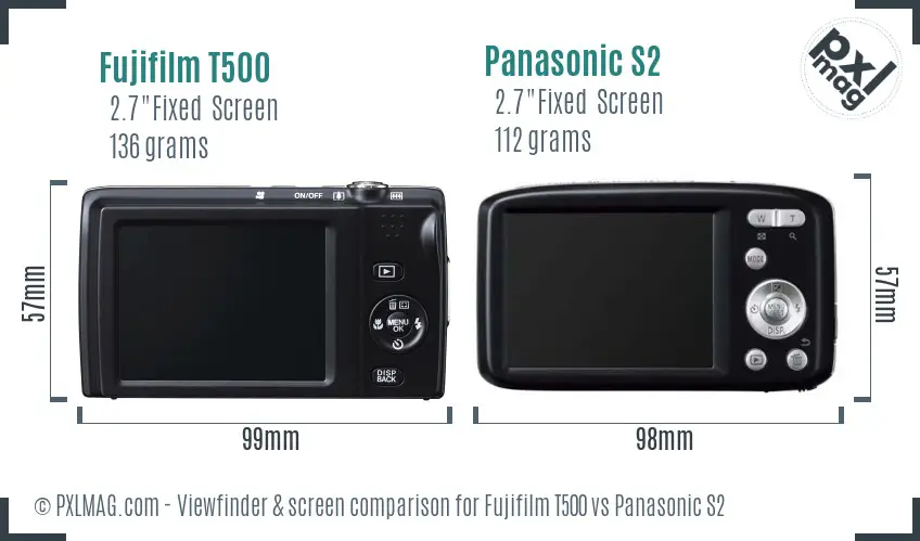 Fujifilm T500 vs Panasonic S2 Screen and Viewfinder comparison
