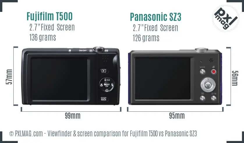 Fujifilm T500 vs Panasonic SZ3 Screen and Viewfinder comparison Fujifilm T500 vs Panasonic SZ3 Screen and Viewfinder comparison