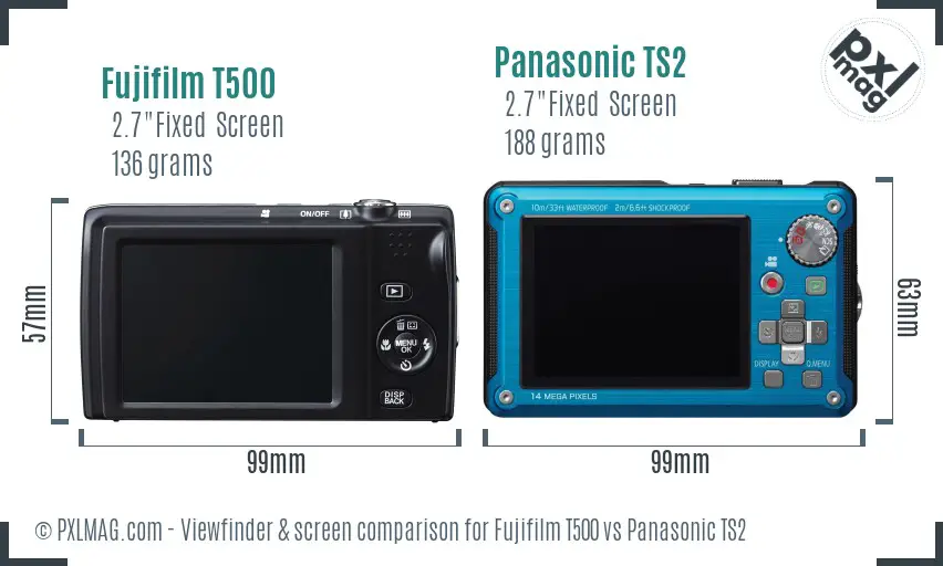 Fujifilm T500 vs Panasonic TS2 Screen and Viewfinder comparison Fujifilm T500 vs Panasonic TS2 Screen and Viewfinder comparison