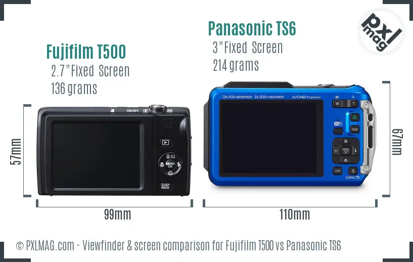 Fujifilm T500 vs Panasonic TS6 Screen and Viewfinder comparison Fujifilm T500 vs Panasonic TS6 Screen and Viewfinder comparison