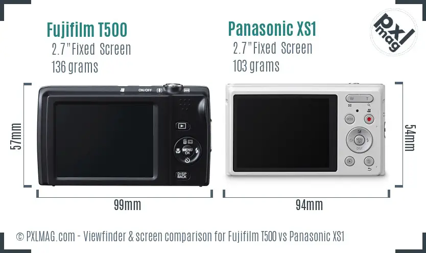 Fujifilm T500 vs Panasonic XS1 Screen and Viewfinder comparison