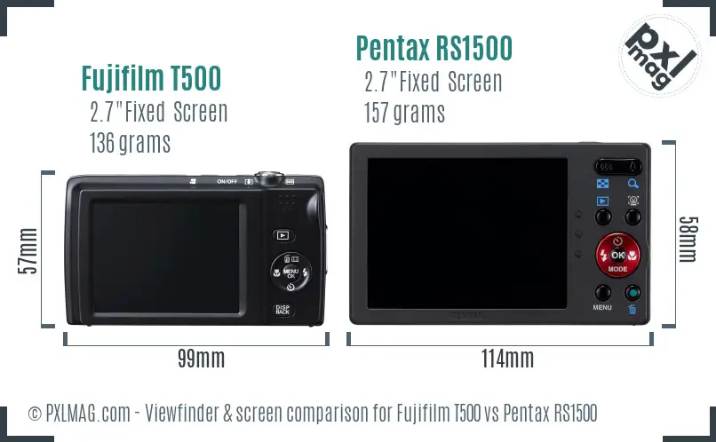 Fujifilm T500 vs Pentax RS1500 Screen and Viewfinder comparison Fujifilm T500 vs Pentax RS1500 Screen and Viewfinder comparison
