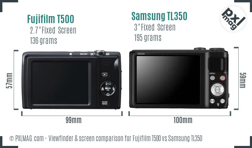 Fujifilm T500 vs Samsung TL350 Screen and Viewfinder comparison Fujifilm T500 vs Samsung TL350 Screen and Viewfinder comparison