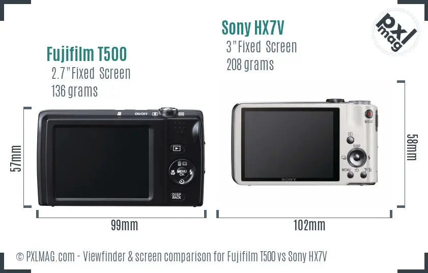 Fujifilm T500 vs Sony HX7V Screen and Viewfinder comparison Fujifilm T500 vs Sony HX7V Screen and Viewfinder comparison