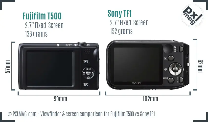 Fujifilm T500 vs Sony TF1 Screen and Viewfinder comparison