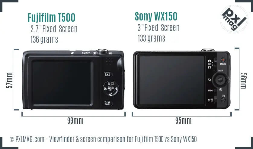 Fujifilm T500 vs Sony WX150 Screen and Viewfinder comparison Fujifilm T500 vs Sony WX150 Screen and Viewfinder comparison