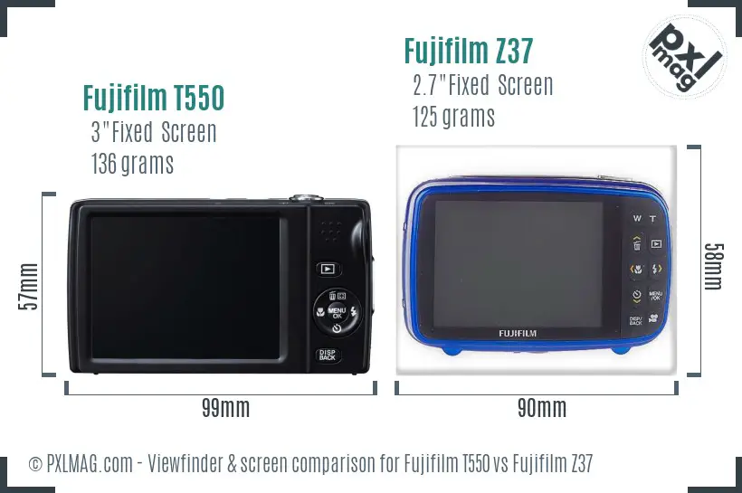 Fujifilm T550 vs Fujifilm Z37 Screen and Viewfinder comparison