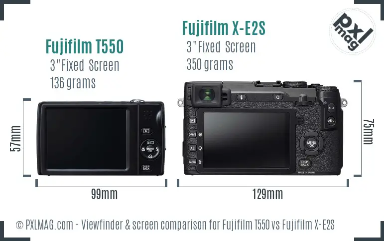 Fujifilm T550 vs Fujifilm X-E2S Screen and Viewfinder comparison